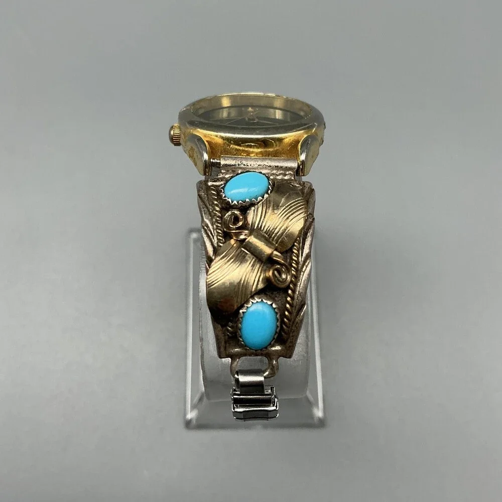 Vintage Skyway Trading Company Women Watch 24mm Sterling Turquoise Tips New Batt